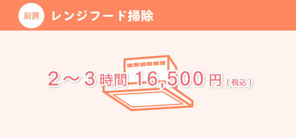 厨房 レンジフード掃除 2時間から3時間　16500円(税込)